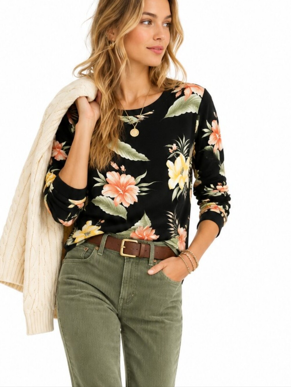 Caribbean Joe Sweatshirt Tropical Floral